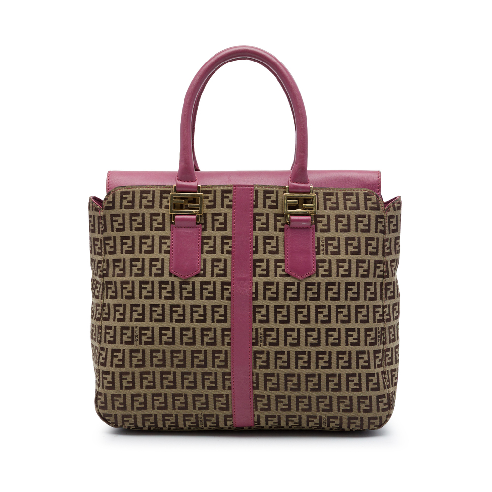 Pre-Loved Fendi Leather Trimmed Zucchino Canvas Satchel